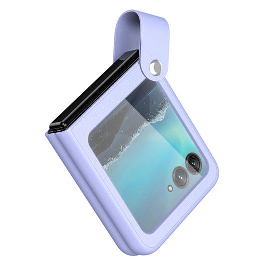 For Motorola Razr 40 Ultra 5G PU Leather + PC Phone Case Finger Strap Kickstand Cover