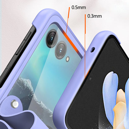 For Motorola Razr 40 Ultra 5G PU Leather + PC Phone Case Finger Strap Kickstand Cover