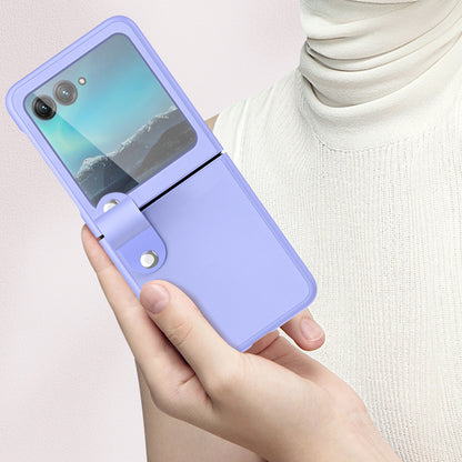 For Motorola Razr 40 Ultra 5G PU Leather + PC Phone Case Finger Strap Kickstand Cover