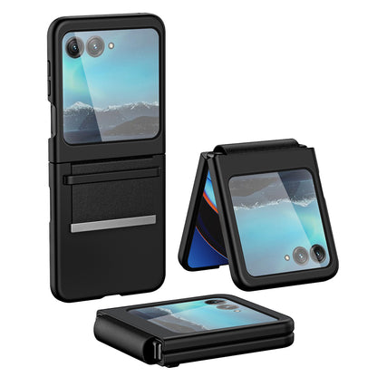 For Motorola Razr 40 Ultra 5G PU Leather + Hard PC Phone Case Retractable Strap Hinge Protection Cover
