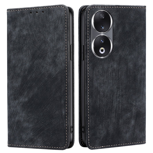 RFID Blocking Wallet Phone Case for Honor 90 , PU Leather Stand Full Protection Cover