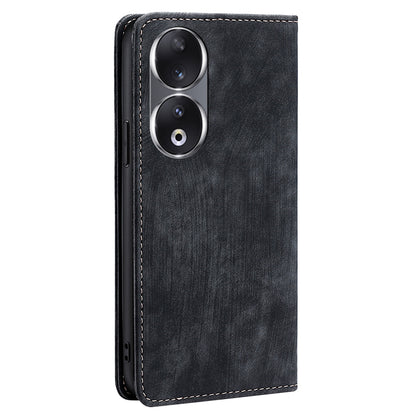 RFID Blocking Wallet Phone Case for Honor 90 , PU Leather Stand Full Protection Cover