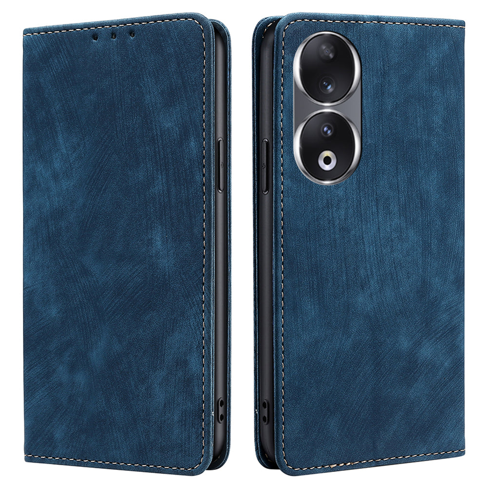 RFID Blocking Wallet Phone Case for Honor 90 , PU Leather Stand Full Protection Cover
