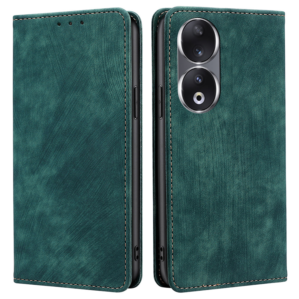 RFID Blocking Wallet Phone Case for Honor 90 , PU Leather Stand Full Protection Cover