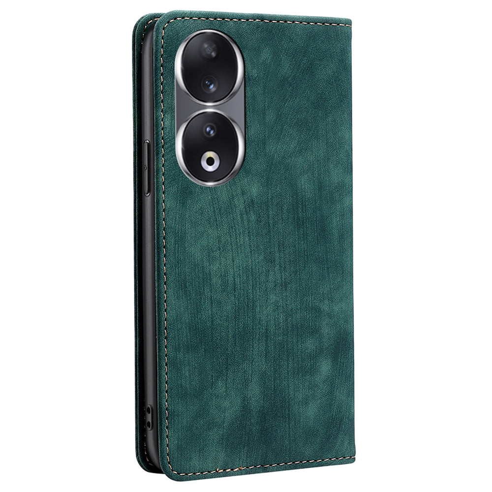 RFID Blocking Wallet Phone Case for Honor 90 , PU Leather Stand Full Protection Cover