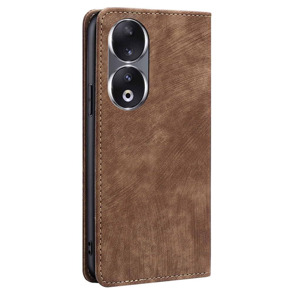 RFID Blocking Wallet Phone Case for Honor 90 , PU Leather Stand Full Protection Cover