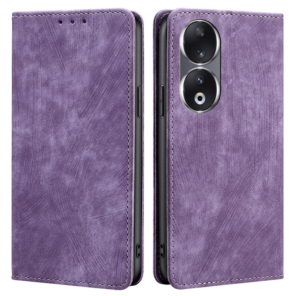 RFID Blocking Wallet Phone Case for Honor 90 , PU Leather Stand Full Protection Cover