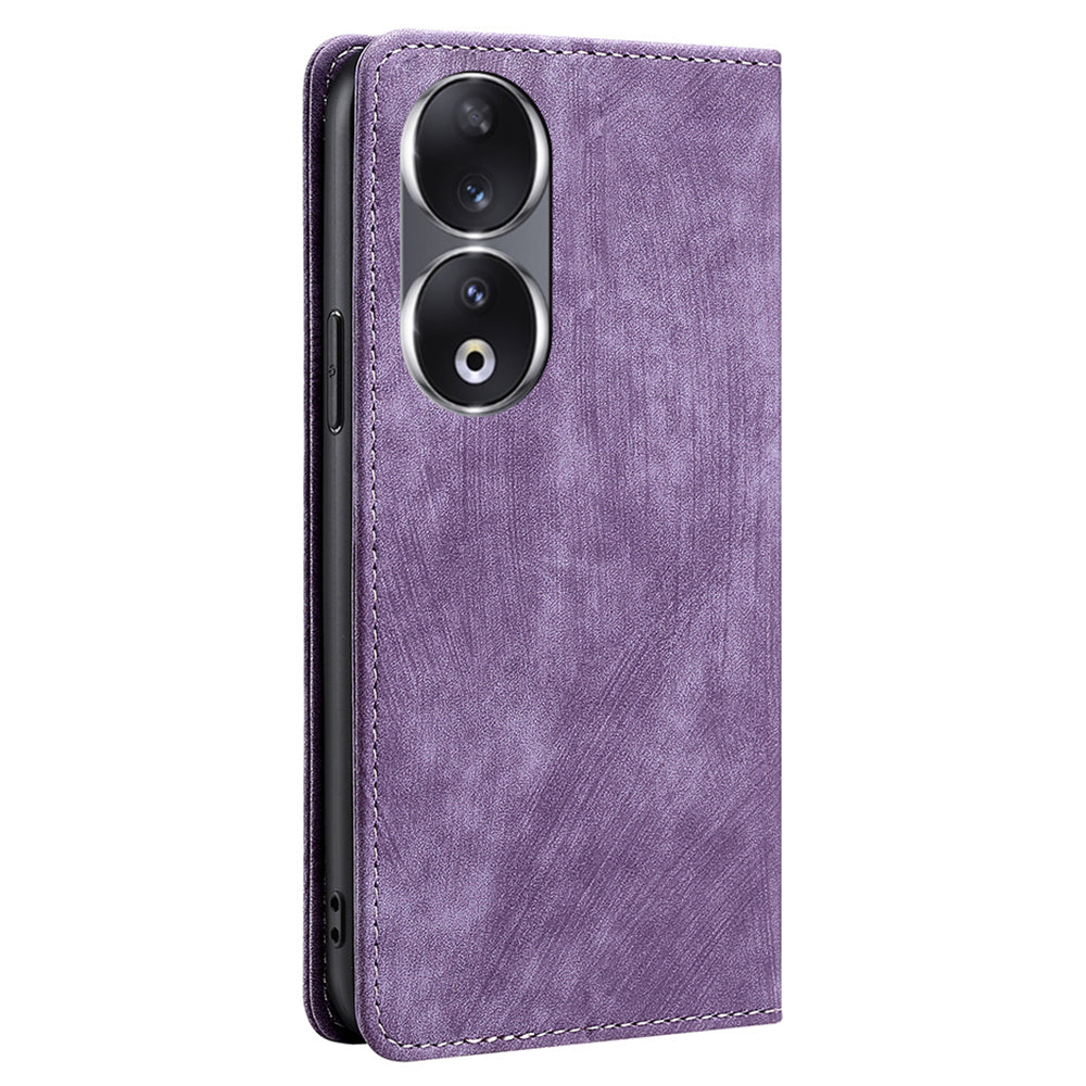 RFID Blocking Wallet Phone Case for Honor 90 , PU Leather Stand Full Protection Cover