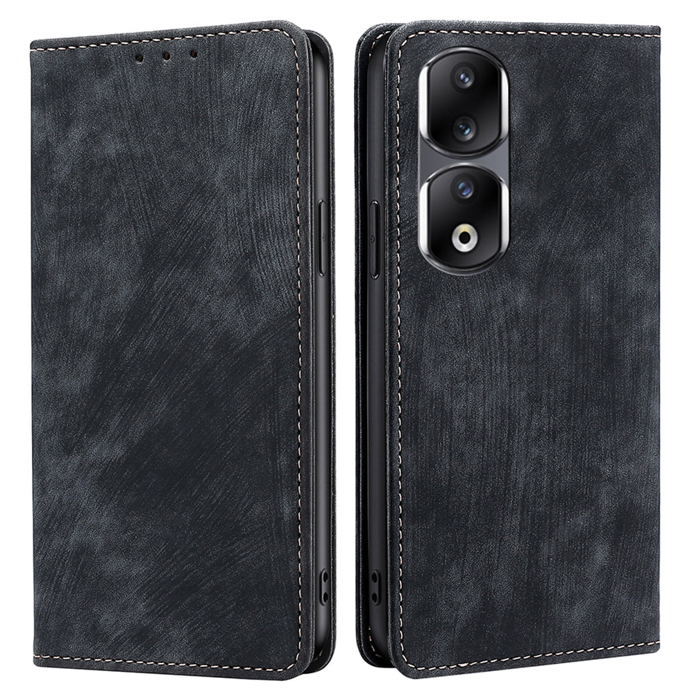 For Honor 90 Pro Shockproof Phone Case PU Leather Stand RFID Blocking Wallet Anti-drop Cover