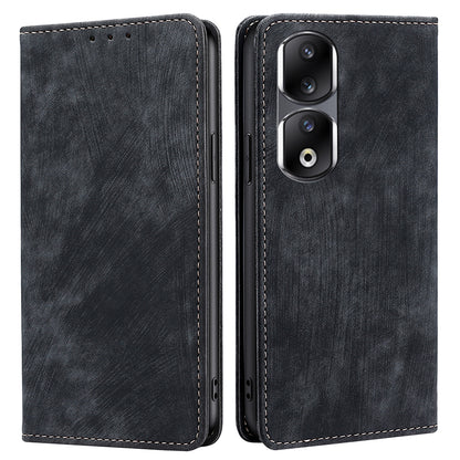 For Honor 90 Pro Shockproof Phone Case PU Leather Stand RFID Blocking Wallet Anti-drop Cover