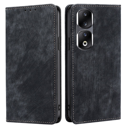 For Honor 90 Pro Shockproof Phone Case PU Leather Stand RFID Blocking Wallet Anti-drop Cover