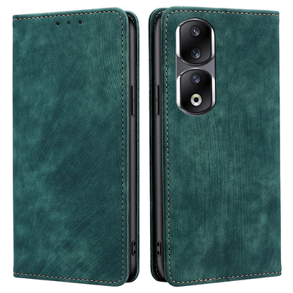 For Honor 90 Pro Shockproof Phone Case PU Leather Stand RFID Blocking Wallet Anti-drop Cover