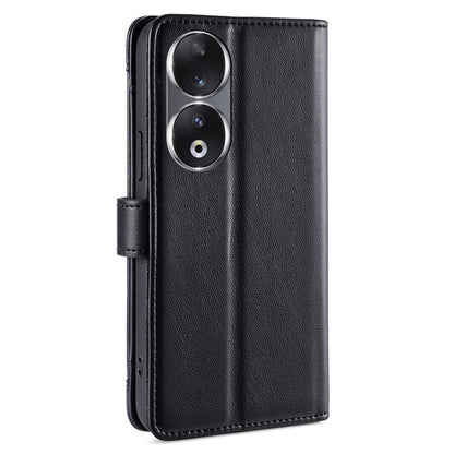 For Honor 90 Zipper Pocket Phone Leather Case Multiple Card Slots Anti-drop Cover with Straps