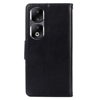 For Honor 90 Pro Wallet Stand Shell Textured PU Leather Phone Protection Case Shockproof Phone Cover
