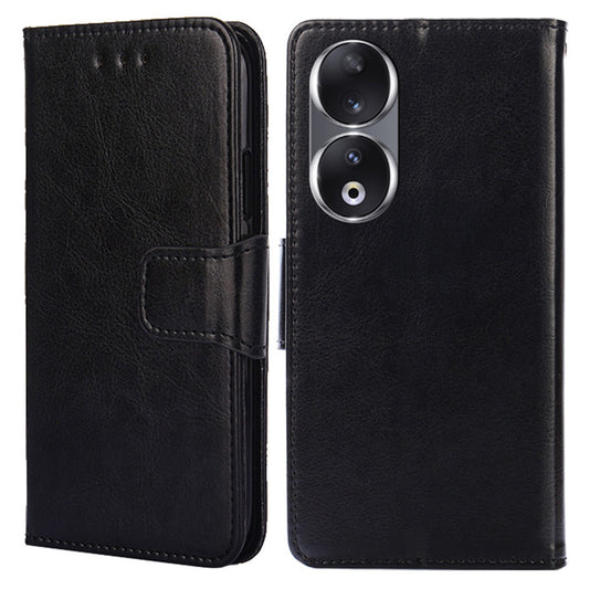 For Honor 90 Textured Cell Phone Case PU Leather Stand Anti-scratch Mobile Phone Cover Wallet
