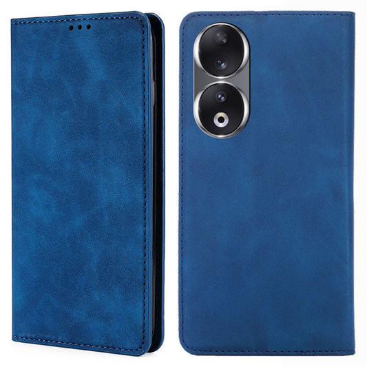 For Honor 90 Skin-touch Feeling Phone Cover Stand PU Leather Phone Case Shell with Card Slot