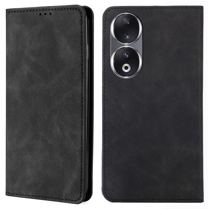 For Honor 90 Skin-touch Feeling Phone Cover Stand PU Leather Phone Case Shell with Card Slot