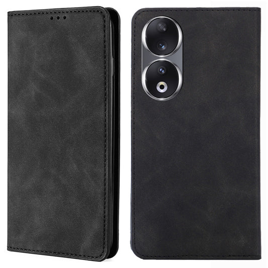 For Honor 90 Skin-touch Feeling Phone Cover Stand PU Leather Phone Case Shell with Card Slot
