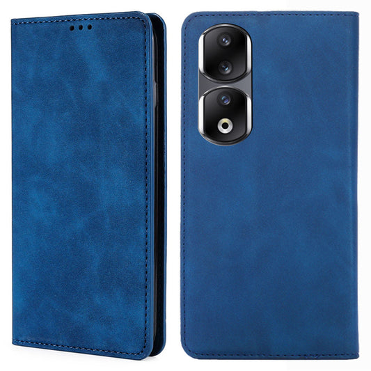 For Honor 90 Pro Shockproof Phone Cover Skin-touch PU Leather Case Stand Card Slot Phone Shell