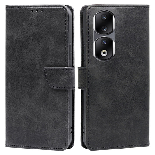 For Honor 90 Pro Anti-Scratch Phone Shell Calf Texture Wallet Phone Case PU Leather Stand Cover