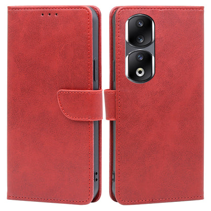 For Honor 90 Pro Anti-Scratch Phone Shell Calf Texture Wallet Phone Case PU Leather Stand Cover
