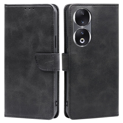 For Honor 90 Phone Wallet Case Calf Texture TPU+PU Leather Shell Stand Anti-drop Cover