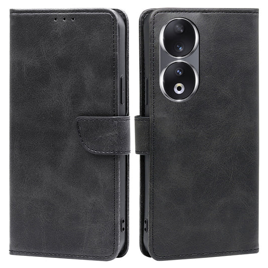 For Honor 90 Phone Wallet Case Calf Texture TPU+PU Leather Shell Stand Anti-drop Cover