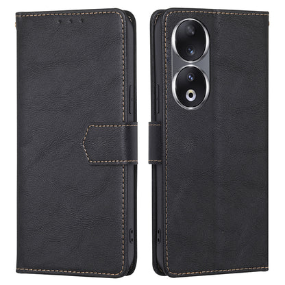 For Honor 90 Cowhide Texture Phone Shell RFID Blocking Wallet Phone Case PU Leather Stand Cover