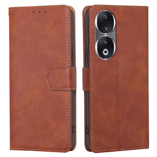 For Honor 90 Cowhide Texture Phone Shell RFID Blocking Wallet Phone Case PU Leather Stand Cover