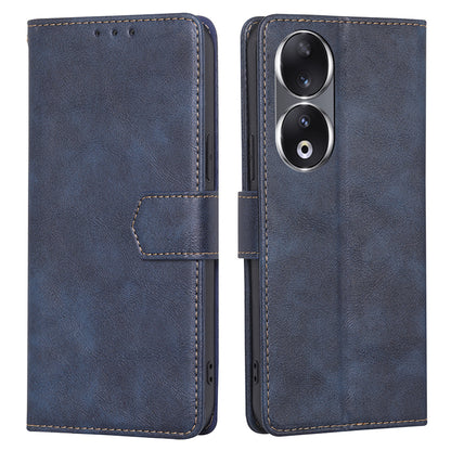 For Honor 90 Cowhide Texture Phone Shell RFID Blocking Wallet Phone Case PU Leather Stand Cover