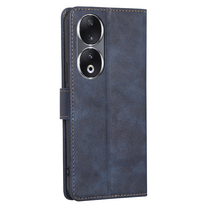 For Honor 90 Cowhide Texture Phone Shell RFID Blocking Wallet Phone Case PU Leather Stand Cover
