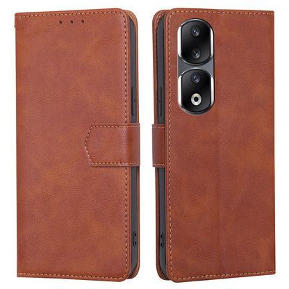 For Honor 90 Pro Cell Phone Cover PU Leather RFID Blocking Wallet Case Cowhide Texture Stand Shell