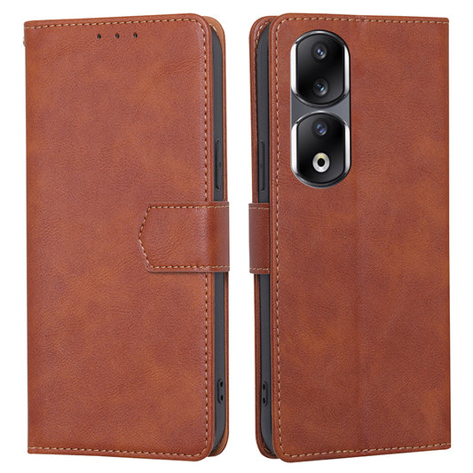 For Honor 90 Pro Cell Phone Cover PU Leather RFID Blocking Wallet Case Cowhide Texture Stand Shell