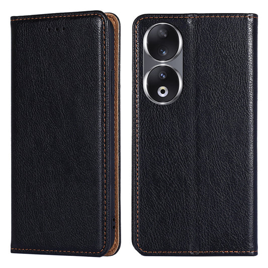 For Honor 90 Slim-Fit Leather Phone Cover Stand Wallet Phone Shell Magnetic Auto-absorbed Case