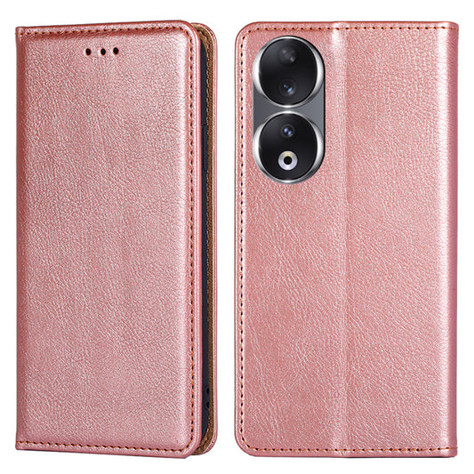For Honor 90 Slim-Fit Leather Phone Cover Stand Wallet Phone Shell Magnetic Auto-absorbed Case