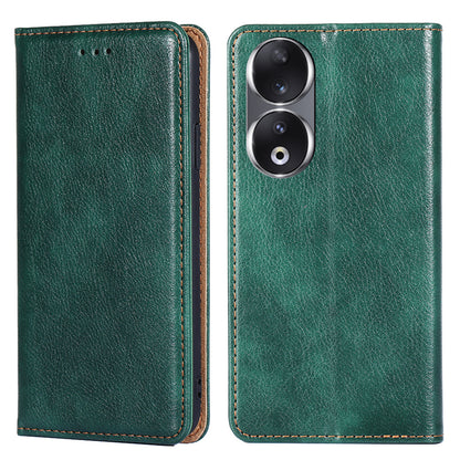 For Honor 90 Slim-Fit Leather Phone Cover Stand Wallet Phone Shell Magnetic Auto-absorbed Case