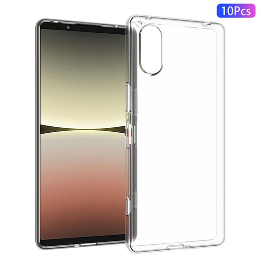 10Pcs / Pack For Sony Xperia 5 V Clear Flexible TPU Case Inner Watermark-Free Texture Mobile Phone Cover