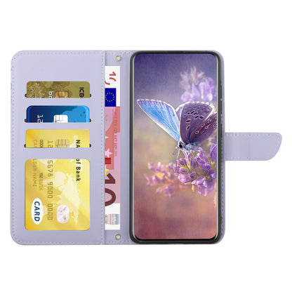 HT03 For Honor 90 Lite 5G / X50i 5G Phone Wallet Case PU Leather Imprinted Butterfly Flowers Stand Cover with Hand Strap