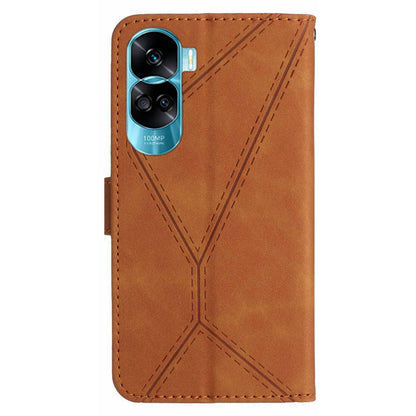 HT05 For Honor 90 Lite 5G / X50i 5G Wallet Leather Phone Case Skin-touch Imprinted Line Stand Cover