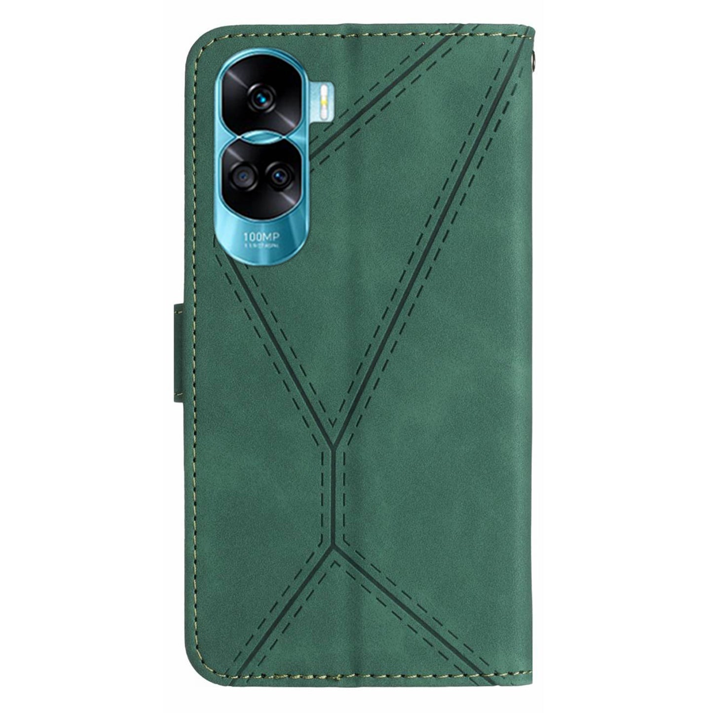 HT05 For Honor 90 Lite 5G / X50i 5G Wallet Leather Phone Case Skin-touch Imprinted Line Stand Cover