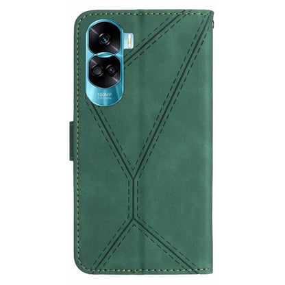HT05 For Honor 90 Lite 5G / X50i 5G Wallet Leather Phone Case Skin-touch Imprinted Line Stand Cover