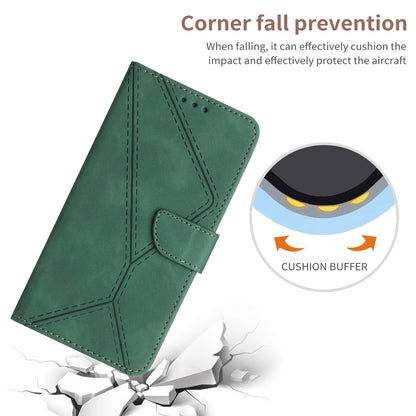 HT05 For Honor 90 Lite 5G / X50i 5G Wallet Leather Phone Case Skin-touch Imprinted Line Stand Cover
