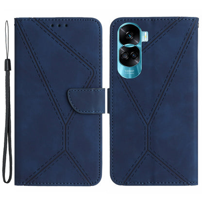 HT05 For Honor 90 Lite 5G / X50i 5G Wallet Leather Phone Case Skin-touch Imprinted Line Stand Cover