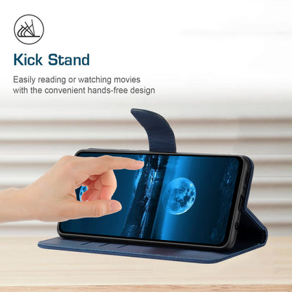 HT05 For Honor 90 Lite 5G / X50i 5G Wallet Leather Phone Case Skin-touch Imprinted Line Stand Cover