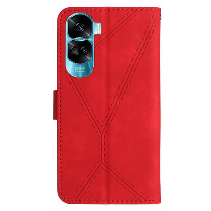 HT05 For Honor 90 Lite 5G / X50i 5G Wallet Leather Phone Case Skin-touch Imprinted Line Stand Cover
