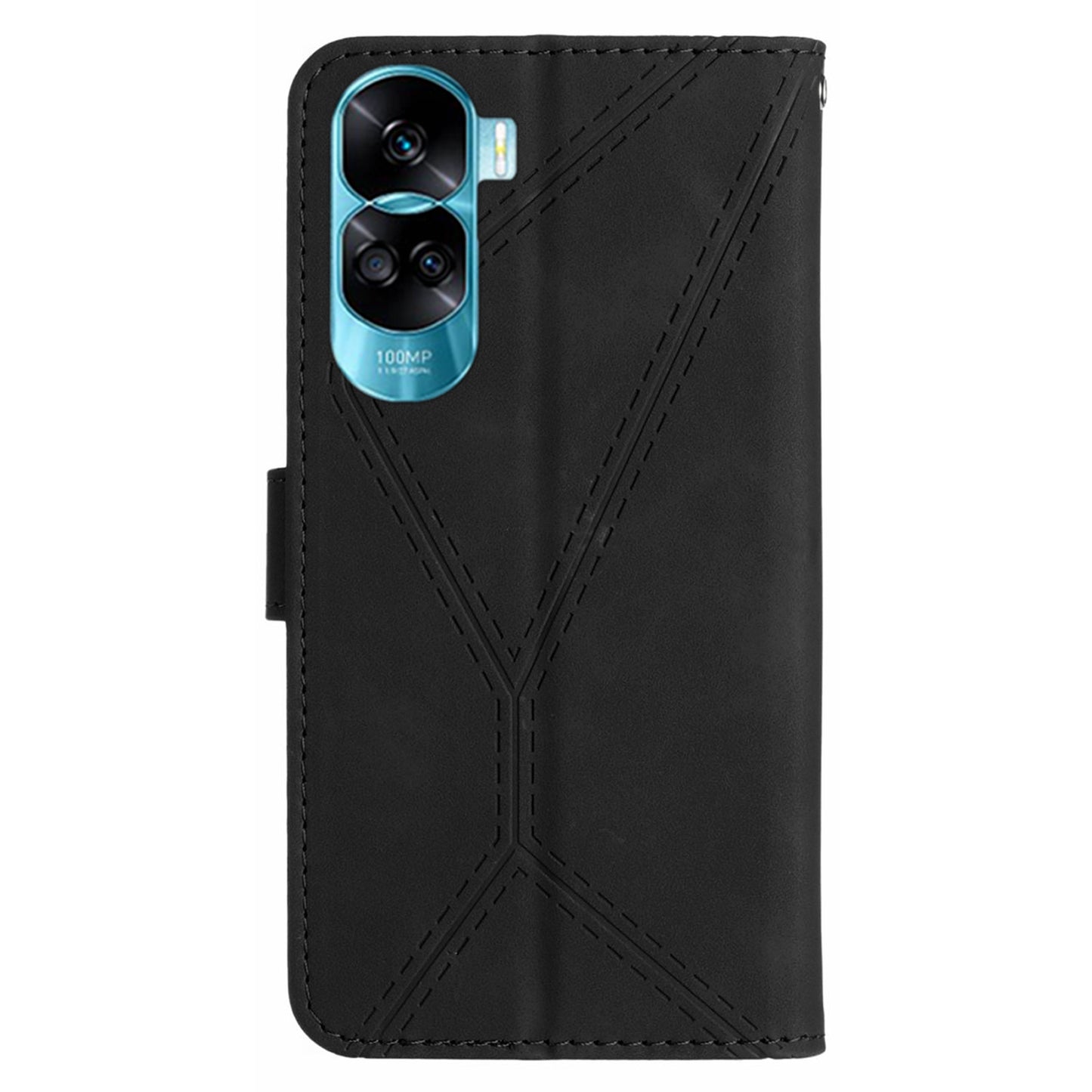 HT05 For Honor 90 Lite 5G / X50i 5G Wallet Leather Phone Case Skin-touch Imprinted Line Stand Cover