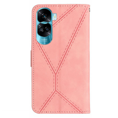 HT05 For Honor 90 Lite 5G / X50i 5G Wallet Leather Phone Case Skin-touch Imprinted Line Stand Cover