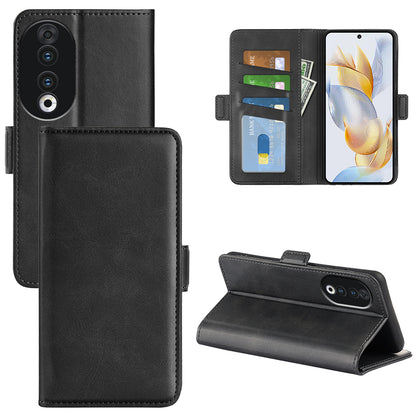 For Honor 90 PU Leather Wallet Phone Cover Calf Texture Stand Full Protection Anti-Scratch Phone Case