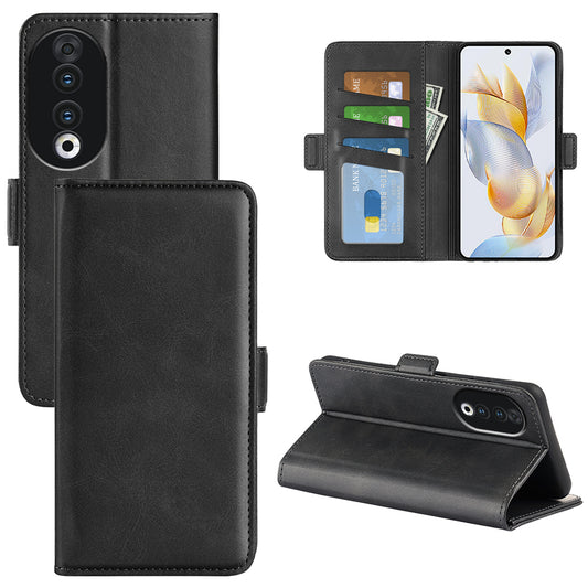 For Honor 90 PU Leather Wallet Phone Cover Calf Texture Stand Full Protection Anti-Scratch Phone Case