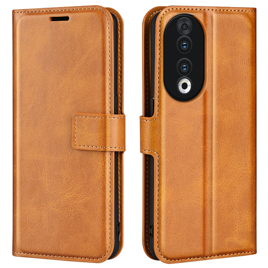 For Honor 90 Phone Shell Calf Texture Leather Cover Stand Wallet Square Magnetic Closure Case